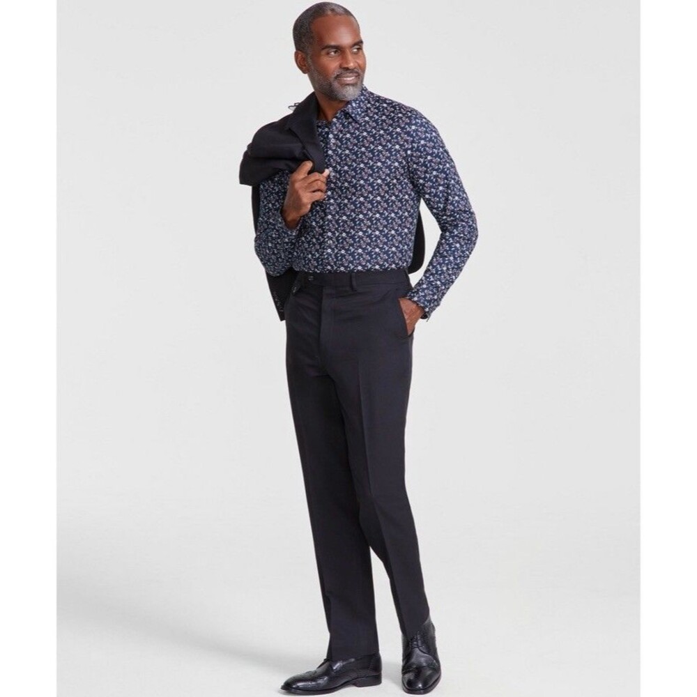 $135 NEW TAYION MONTEE HOLLAND Mens 40x30 Black Soft Trousers/Dress Pants/Slacks